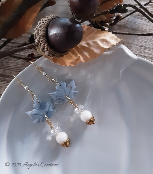 Blue Maple Dangle Earrings - 5817