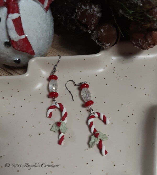 Candy Cane Dangle Earrings - 5828