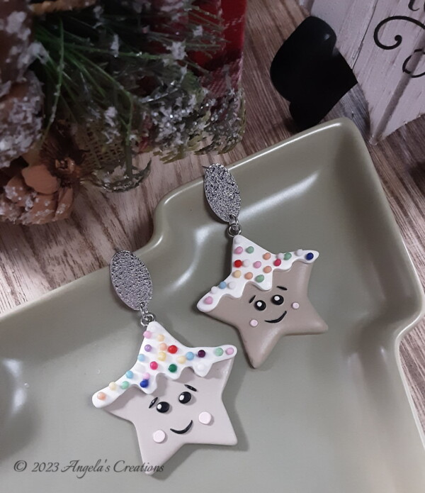 Happy Snow Stars Dangle Earrings - 5843