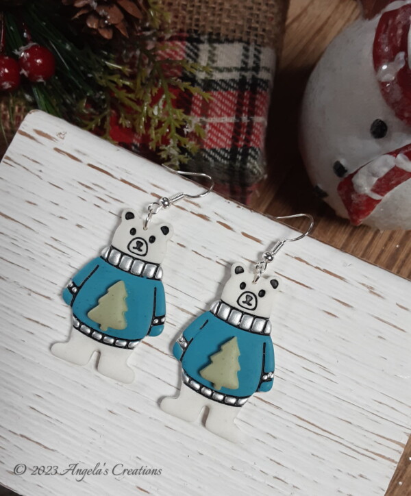 Polar Bear Dangle Earrings - 5871