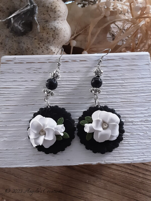 White Flowers Dangle Earrings - 5900