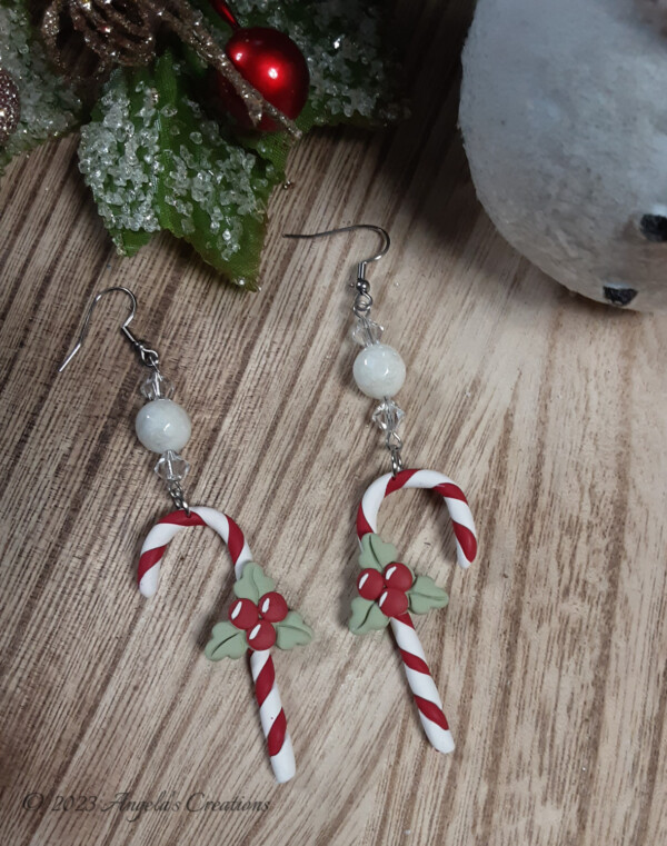 Candy Cane Dangle Earrings - 7079