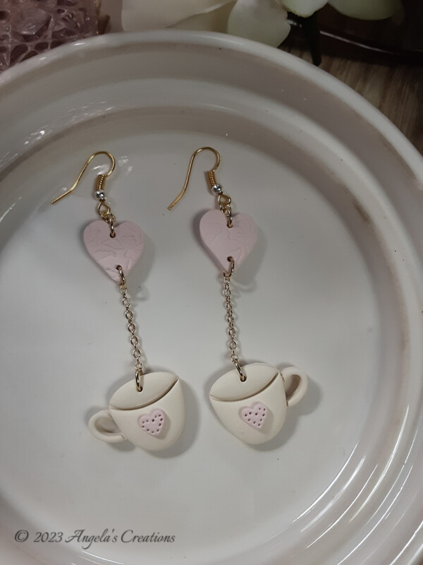 Coffee Cup Dangle Earrings - 7104