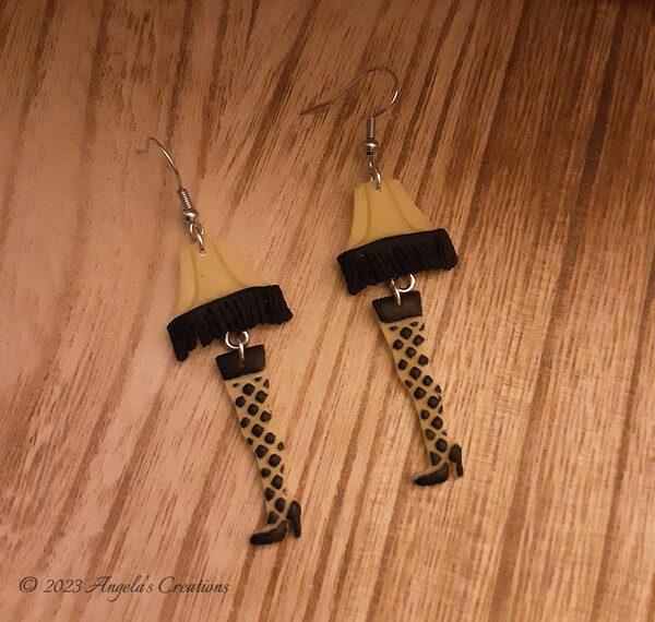 Glow In Dark Leg Lamp Dangle Earrings - 7696