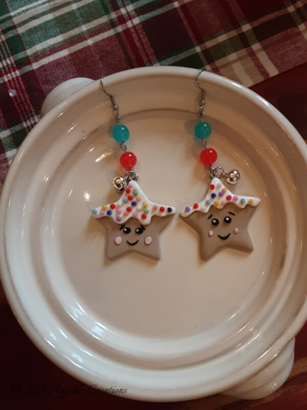 Happy Snow Star Dangle Earrings - 7507