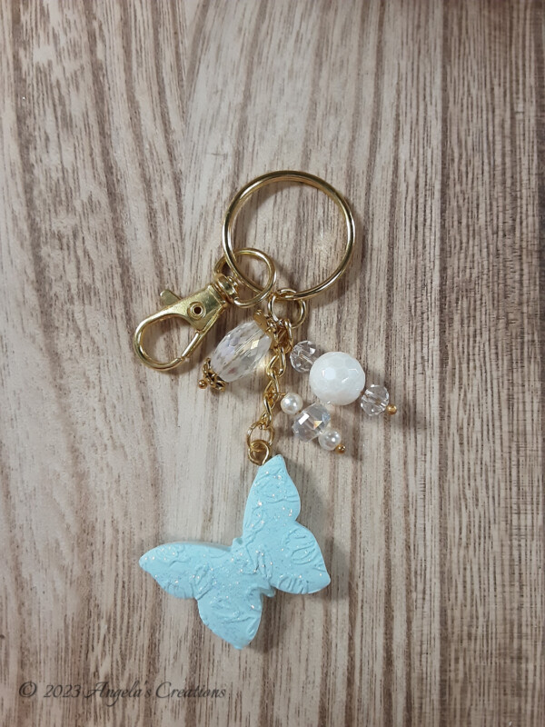 Light Blue Butterfly Keychain - 7163