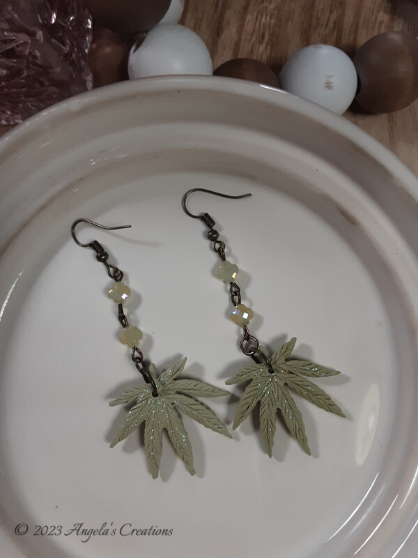 Marijuana Leaf Dangle Earrings - 7027