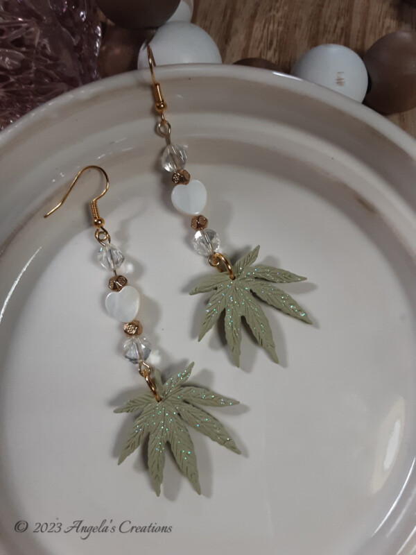 Marijuana Leaf Dangle Earrings - 7028