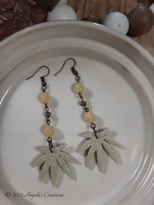 Marijuana Leaf Dangle Earrings - 7030