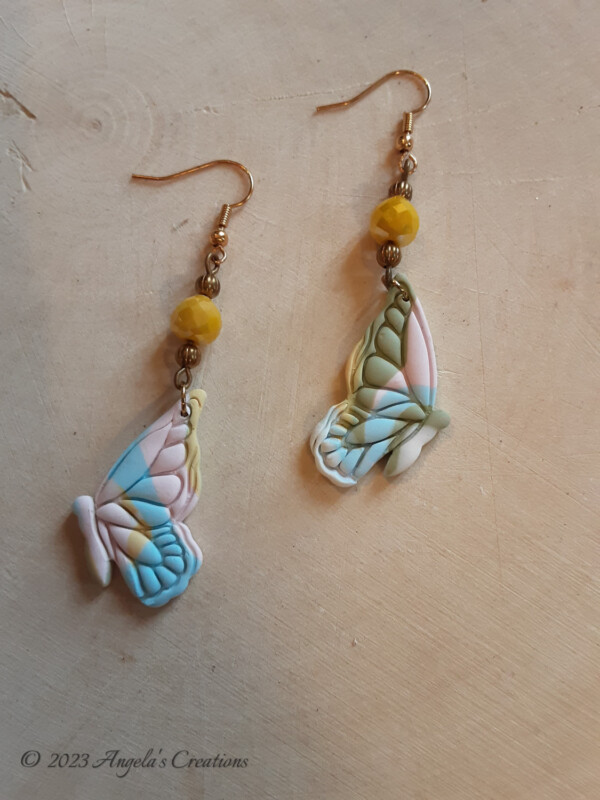 Multi Colored Butterfly Dangle Earrings - 7534