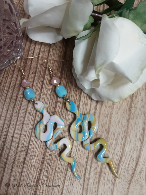 Multi Colored Snake Dangle Earrings - 7103