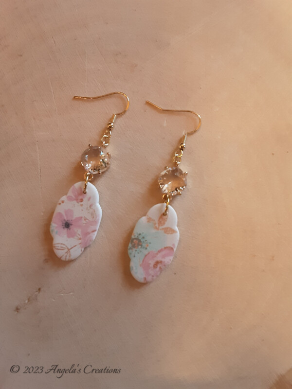 Pink Flowered Dangle Earrings - 7556