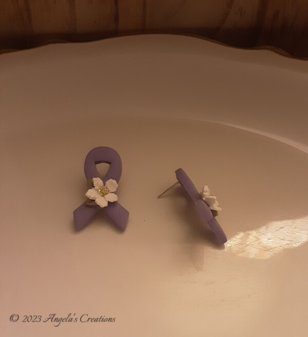 Purple Ribbon Earring Posts- 7674