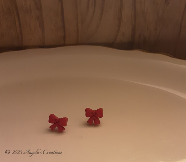 Red Bow Earring Posts- 7688