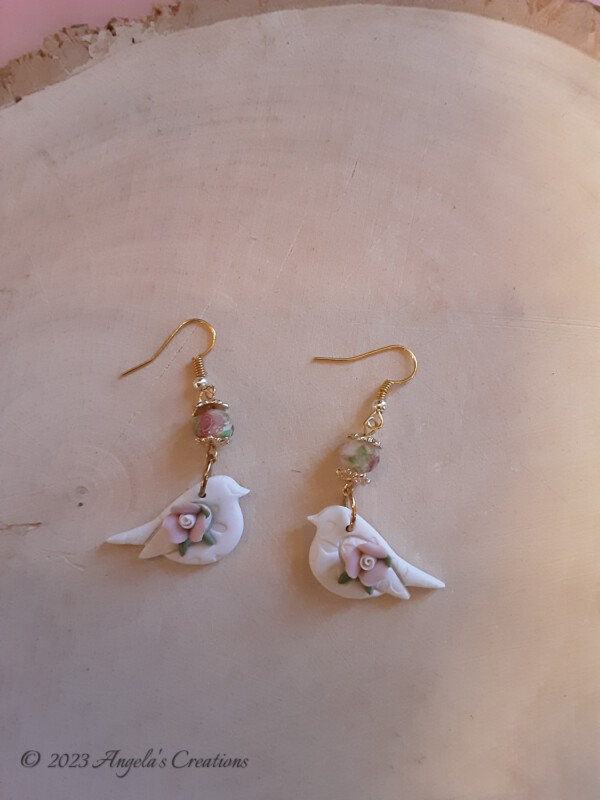 White Bird Dangle Earrings - 7572