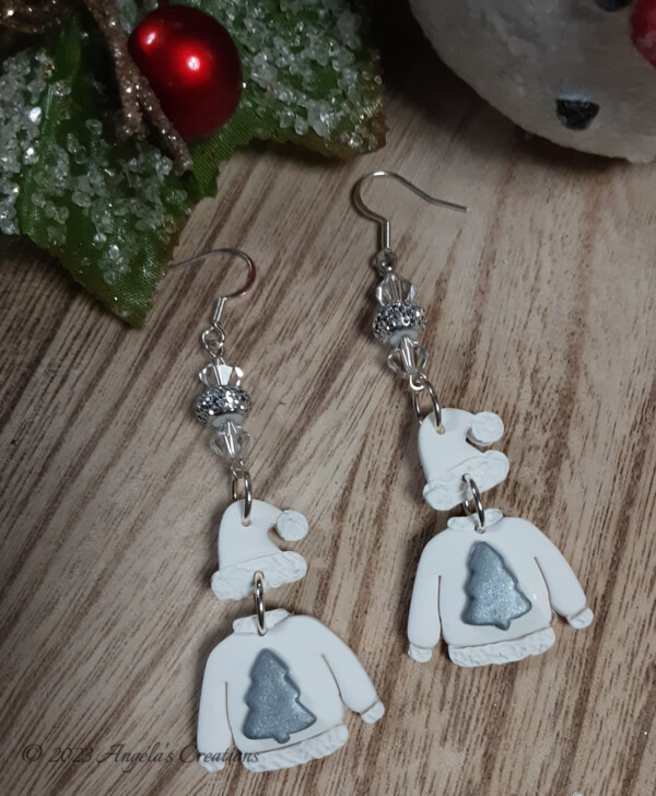 Winter Sweater and Hat Dangle Earrings - 7077