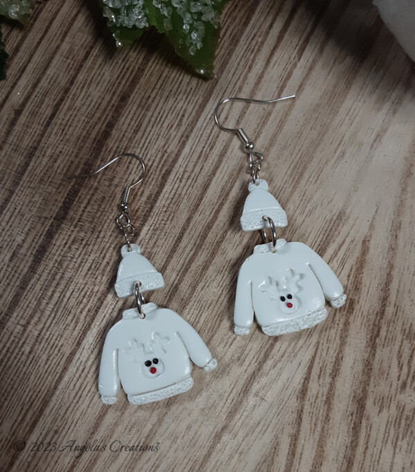 Winter Sweater and Hat Dangle Earrings - 7090