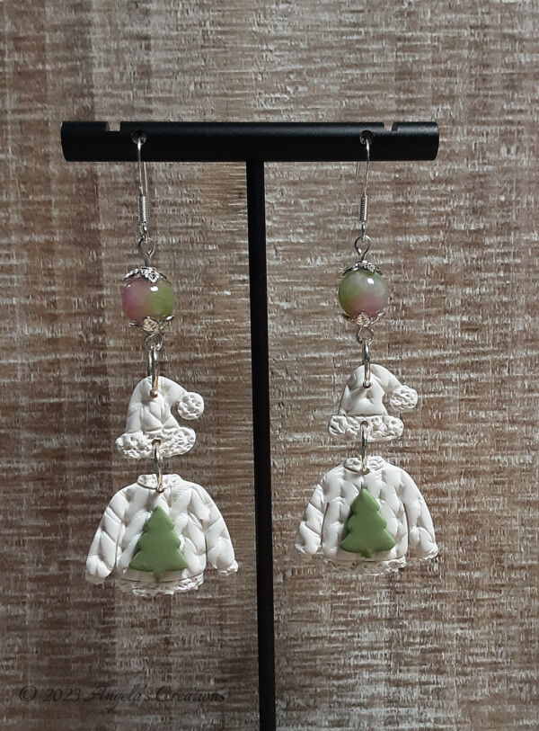 Winter Sweater and Hat Dangle Earrings - 7091