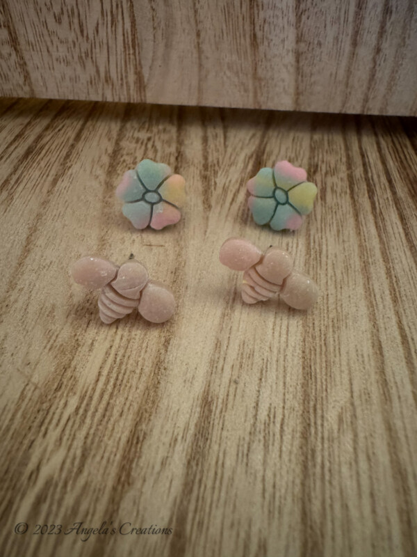 Glow In The Dark Flower and Bee Earring Studs-7709