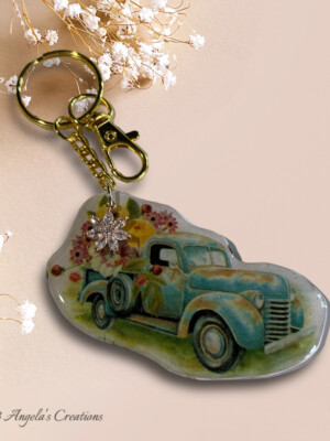 VintageFarmTruckKeychain